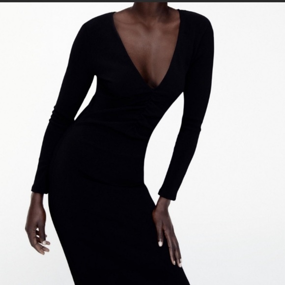 New Zara Black Ottoman Knit Dress 